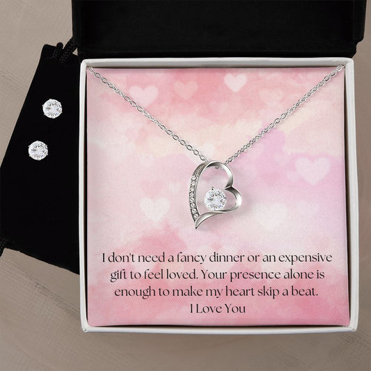 Forever Love Necklace and Cubic Zirconia Earring Set