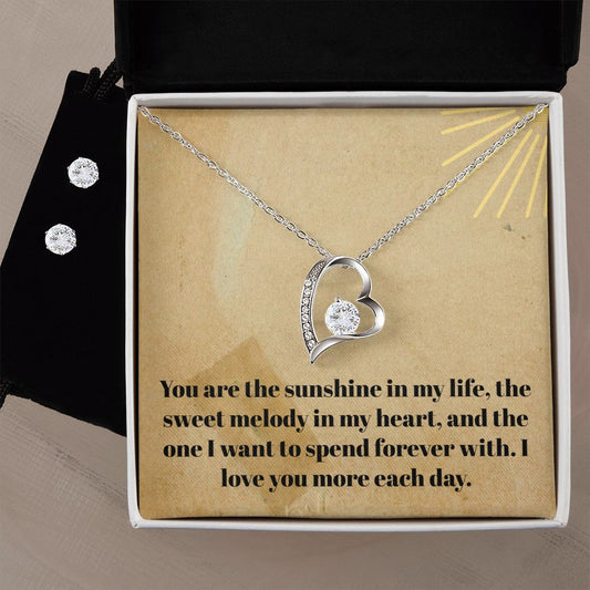 Forever Love Necklace and Cubic Zirconia Earring Set